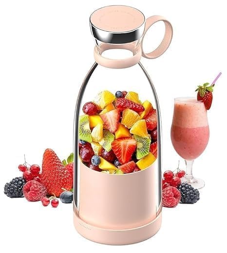 Portable Juicer Blender USB Rechargeable | Personal Mini Mixer Grinder for Smoothies, Juices & Shakes | Compact Travel Juicer Bottle with Powerful Blades | Easy to Use & Clean