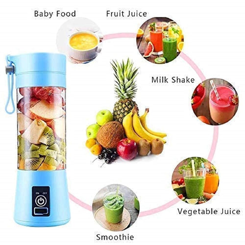 Portable 6-Blade Juicer Blender with Built-In Jar, Juice Mixer Bottle, Fruit Juice Machine, USB Rechargeable Personal Size Juicer Grinder for Juices (MultiColor)